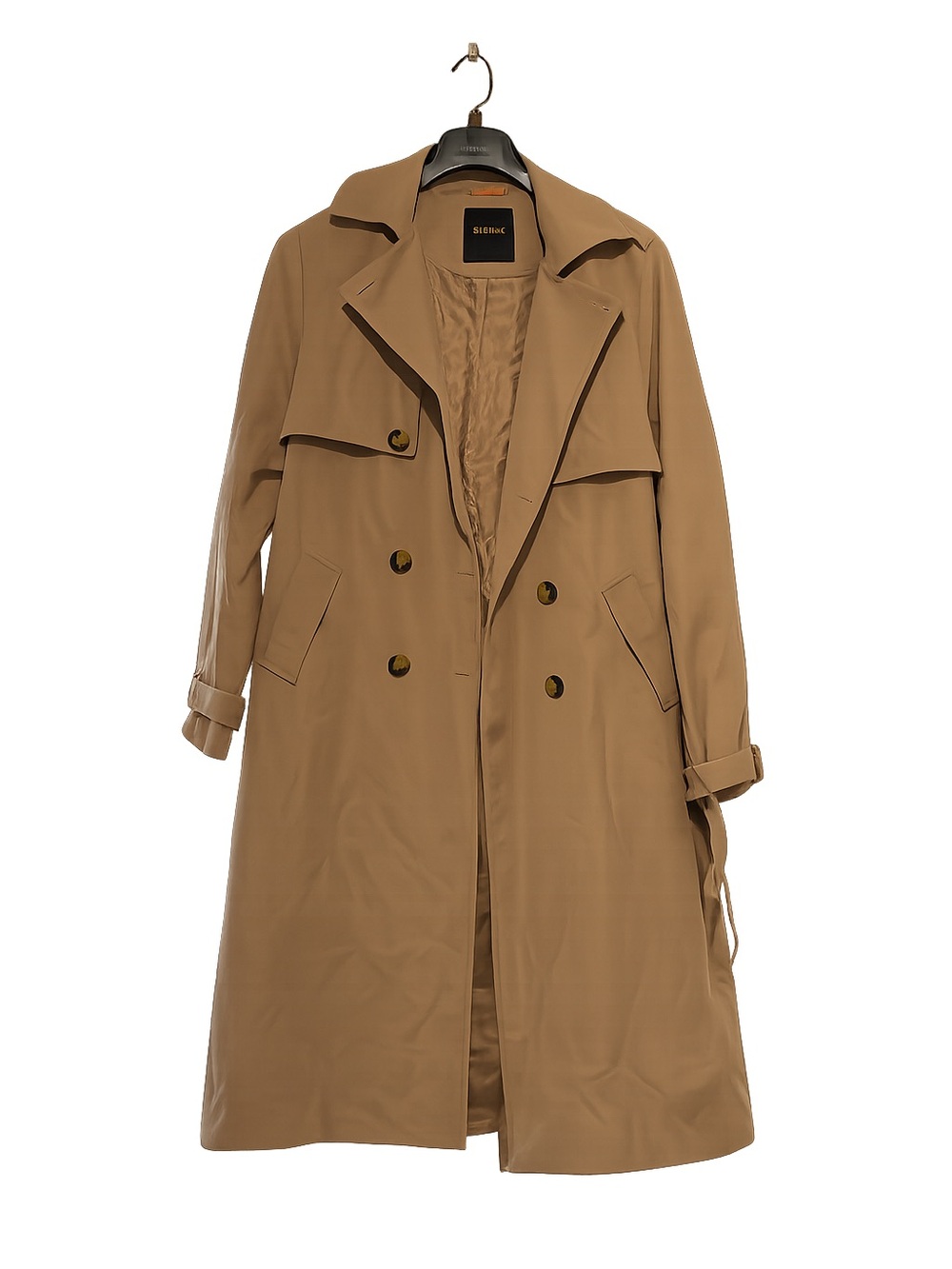 Orolay Tan Double-Breasted Trench Coat